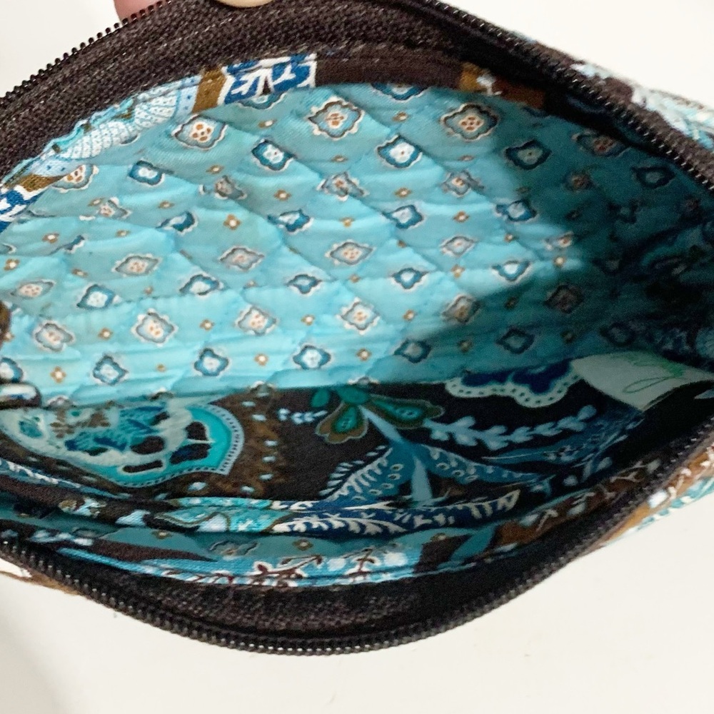 Vera Bradley Java Blue Pattern Quilted Wristlet Wallet / Cosmetic Makeup Bag - Picture 9 of 12